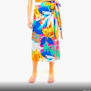 🌴 J. Crew Factory Tropical Print Midi Skirt 🌺
